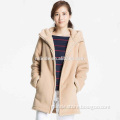 wholesale china guangzhou cream taupe wool midi turkey trench polar fleece zip up hoodie fur women winter coat